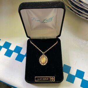 TRUE FAITH BLESSED MOTHER 14 Kt gold 18 inch Rope ?chain
